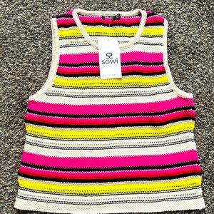 Colorful top, brand new. Says Medium but is actually like a Small